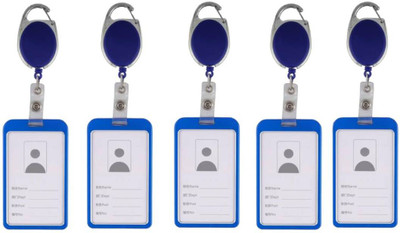 KKSSW Aluminum ID Badge Holder, ID Badge Reel(Pack of 5)