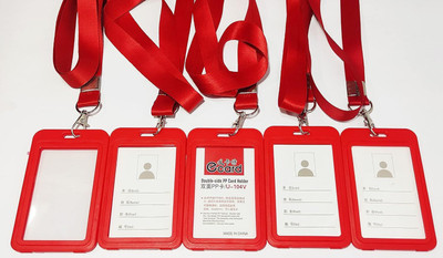 ASV Plastic ID Badge Holder, Lanyard(Pack of 5)