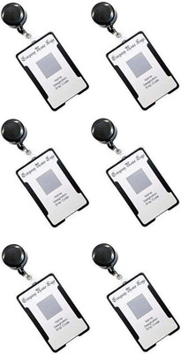 JSMSH Plastic ID Badge Holder, ID Badge Reel(Pack of 6)