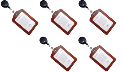 JSMSH Plastic ID Badge Holder, ID Badge Reel(Pack of 5)