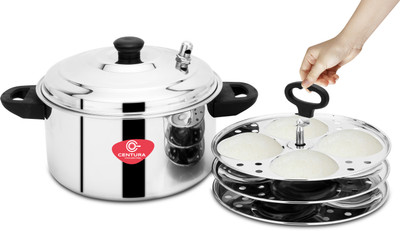 CENTURA Stainless Steel Classic Idli Maker/Idly Cooker (3 Plates, Silver) Induction & Standard Idli Maker(3 Plates , 12 Idlis )