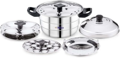 Mahavir Stainless Steel Idly Pot with Steamer and Mini Idli Plates , Silver-13 Idli Induction & Standard Idli Maker(5 Plates , 13 Idlis )
