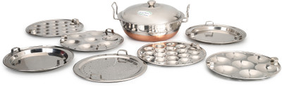 WAYMORE Multi Kadai Copper Base 7Plate 2Idli|2Mini Idli|2Dhokla|1Patra|Momo's|28.5cm Dia Standard Idli Maker(7 Plates , 48 Idlis )