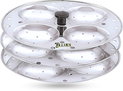 BLLUEX 3 Plates Stainless Steel Heavy Quality Idli Stand 1 set Induction & Standard Idli Maker(3 Plates , 12 Idlis )