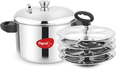 Pigeon Pigeon Idly Maker Induction and Gastove Compatible 4 Plates Induction & Standard Idli Maker(4 Plates , 16 Idlis )