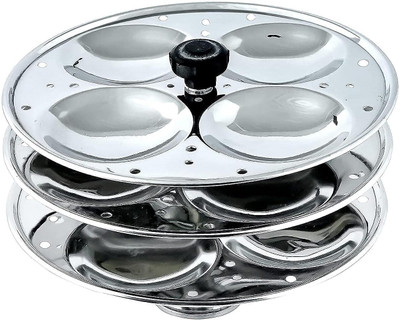 BLLUEX Stainless Steel 3-Rack Idli Stand - Silver Induction & Standard Idli Maker(3 Plates , 12 Idlis )