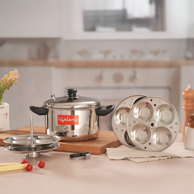 Lifelong Idli Cooker Standard Idli Maker(4 Plates , 16 Idlis )
