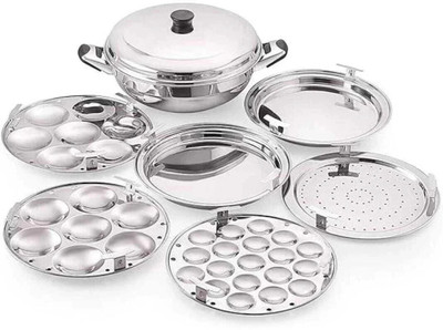 KRB KRB,Idli Cooker Multi Kadai Steamer 2 Idli|2 Dhokla|1 Patra-1Mini idli Induction & Standard Idli Maker(6 Plates , 14 Idlis )