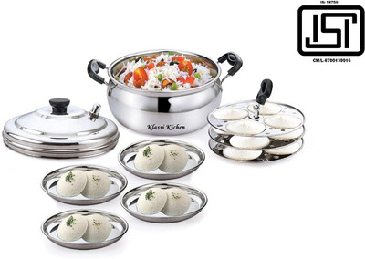 Klassi Kichen Stainless Steel 3 Plates Idly Cooker ,12 Idli Maker- Silver Induction & Standard Idli Maker(3 Plates , 12 Idlis )