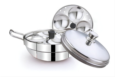 AadiVeer Stainless Steel Idli cooker 2 idli plates and High Polished Bottom Kadai Induction & Standard Idli Maker(2 Plates , 8 Idlis )