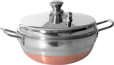 CREW4 Stainless Steel Multipurpose Kadai Cum Idli Cooker,8 Idlis (2 Plate Idli Maker) Induction & Standard Idli Maker