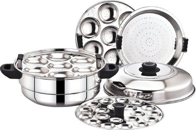 DIAMOND Steamer Pot/ 2 plates 14 Idlis, 1 Mini Idli Plate 20 Idlis, And 1 Steamer Plate Induction & Standard Idli Maker(2 Plates , 14 Idlis )
