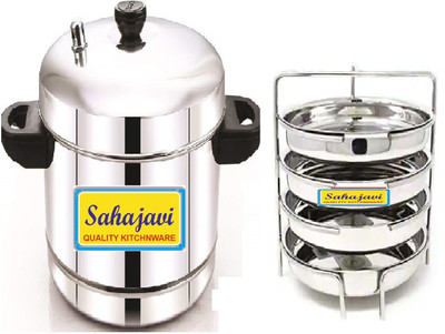 sahajavi SAHAJAVI-SS COOKER SET WITH 4 DOKLA/PLATE IDLI PLATE/THATTU IDLI PLATE Induction & Standard Idli Maker(4 Plates , 4 Idlis )