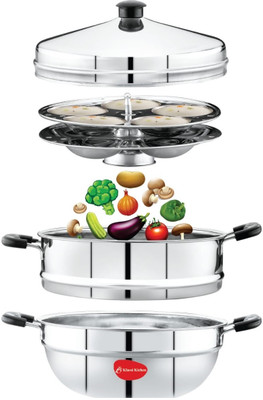 MAHAVIR 10 idli Steamer Mutli Kadhai Induction & Standard Idli Maker(3 Plates , 10 Idlis )