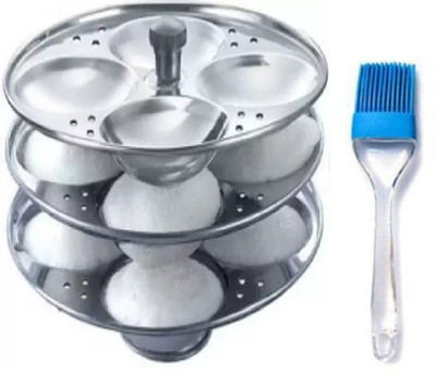 SHUBHCO IDLI STAND 3 PLATE Stainless Steel 3-Rack Idli stand with Silicon Brush Standard Idli Maker(3 Plates , 12 Idlis )
