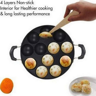 Masox Store Non-Stick 12 Cavity kulipaniyaram pan nonstick/ appe/ aapee ka sacha Non-Stick Coated Cookware Set(Aluminium, 1 - Piece)