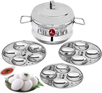 Prithi Home's and Kitchen Stainless Steel Idli Maker Steamer Idli Pot 3 plates 13 Idly cavity Induction & Standard Idli Maker