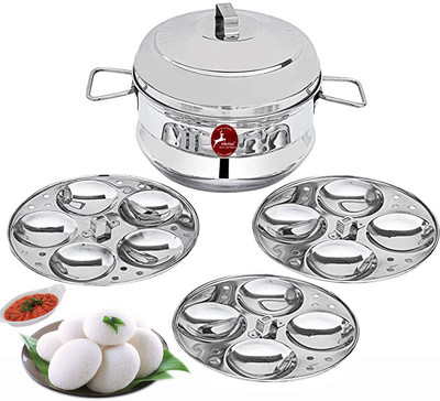 Prithi Home's and Kitchen Stainless Steel Idli Maker Steamer Idli Pot 3 plates 13 Idly cavity Induction & Standard Idli Maker(3 Plates , 13 Idlis )
