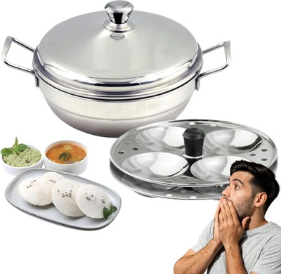 MITHALI Stainless Steel Idli Maker / Idly Cooker / Idly Maker/ Idli Maker Steel Induction & Standard Idli Maker(2 Plates , 8 Idlis )