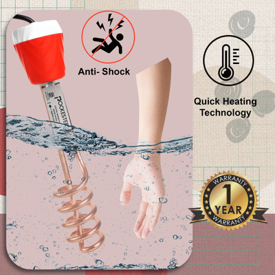 POCKESTER Immersion Rod Copper Red 2000 W Shock Proof Immersion Heater Rod(Water)