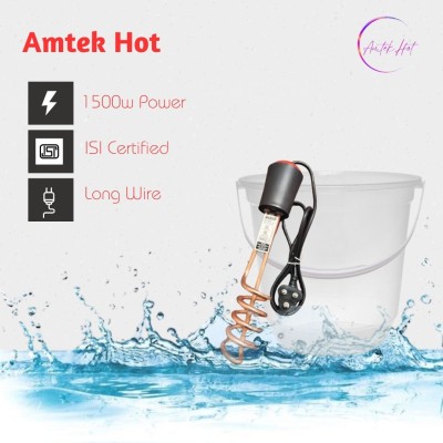 AMTEK ISI Mark High Quality Immersion Waterproof Rod-Black 1500 W Shock Proof Immersion Heater Rod(Water)