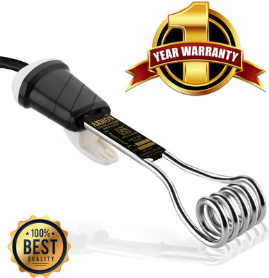 Axmon Immersion Rod Water Heater - 1500 Watt Portable Waterproof Shock Proof Electric Immersion Rod with Stainless Steel Heating Element Hot Water Heater 1500 W Immersion Heater Rod(water)