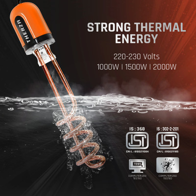 therza Cromo Stainless Steel 1000 W Shock Proof Immersion Heater Rod(Water)