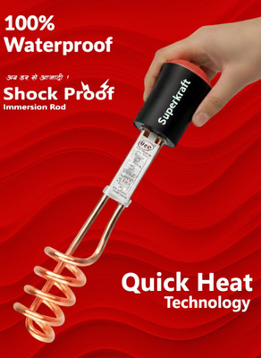 Superkraft Water Proof Shock Proof Quick Heat Tech 1500W Immersion Water Heater Rod WP08 1500 W Shock Proof Immersion Heater Rod(water)