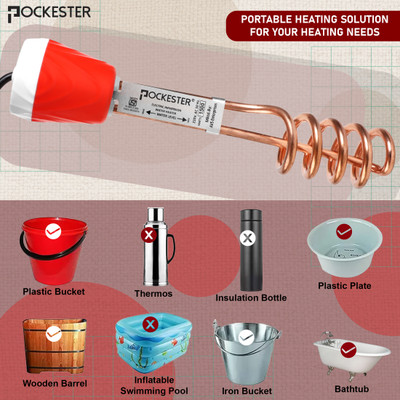 POCKESTER Immersion Rod Copper Red 1500 W Shock Proof Immersion Heater Rod(Water)