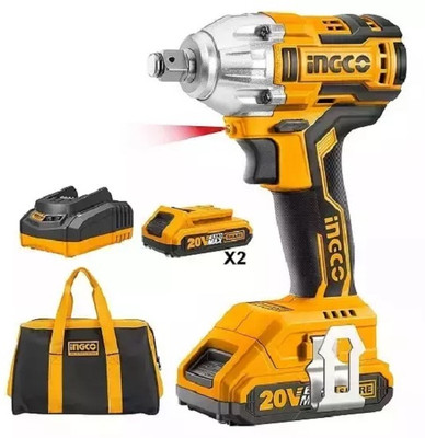 INGCO CIWLI2001 20V 2100RPM Lithium-ion Impact Wrench with Battery & Charger Cordless Impact Wrench(1 inch)