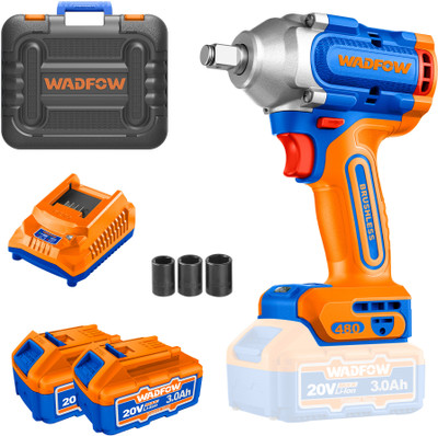 Wadfow 20V Cordless Brushless Impact Wrench, 3-Speed 480Nm with 2pcs 3.0Ah Batteries, Cordless Impact Wrench(1/2 inch)