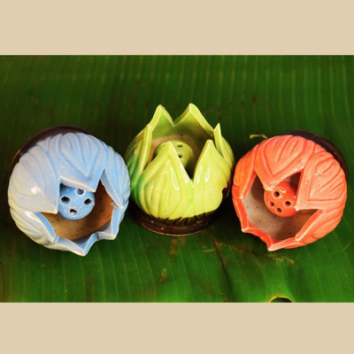 YUGO Ceramic Lotus Incense Stick Holder-1 Piece| Agarbatti Stand| Ceramic Incense Holder(Multicolor)