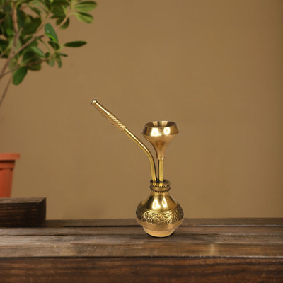 Flipkart SmartBuy Pure Brass Hukka Design Incense Holder | Agarbatti holder | Agarbatti stand Brass Incense Holder(Gold)