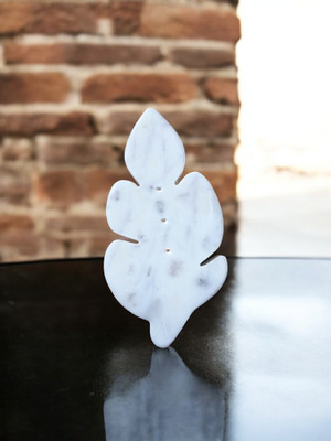 KRAFT CLOUDS Leaf Shaped Agarbatti Stand - Incense Stick Holder for Pooja, Temple, Room Marble, Stoneware Incense Holder(White)