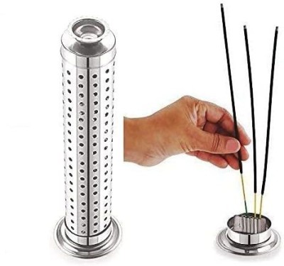 M.S TRADERS Agarbatti Incense Stick Stand Holder With Ash Catcher Stainless Steel Incense Holder Set(Silver)