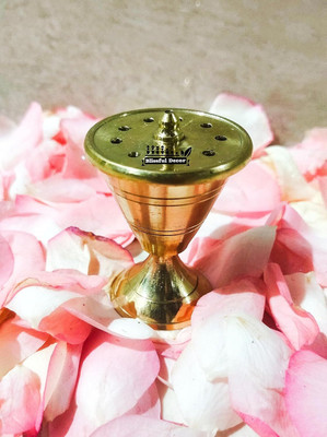 amishi blissful decor Agarbatti Stand for Home, Housewarming Pooja, Temple Incense Stick Damru Shape Brass Incense Holder(Gold)