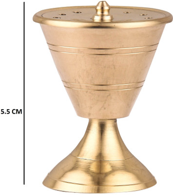DOKCHAN Handcraft 5.5cm Damru Incense Stick Holder Pure Brass Dhoop Agarbatti Stand Brass Incense Holder(Gold)