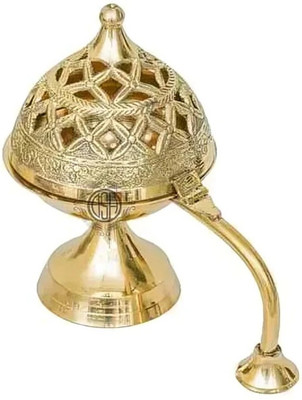Dsh Home Purifying Brass Dhuna Loban Burner Dhooni Dhoop Dani Dhuni Brass Dhoop Dani Brass Incense Holder(Gold)
