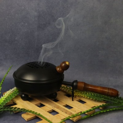 Spillbox Metal Shedid Burner Dhoop|Dhuna|Loban|Sambrani|karpoor Iron Incense Holder(Black)