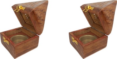 Womenium Craft Wooden Dhoop Stand & Incense Hoders Agardaani, Sambrani Pack of 2 Wooden Incense Holder Set(Brown)