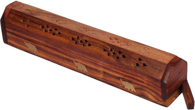 Divyanshi Enterprises Wooden Agarbatti Stand with Ash Catcher & Dhoop Batti Stand Wooden Incense Holder(Brown, Pack of 1)