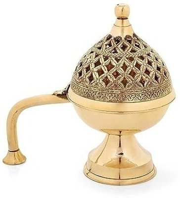 F N F CREATION Home Purifying Brass Dhuna Loban Burner Dhooni Dhoop Dani Dhuni Brass Brass Incense Holder(Gold)