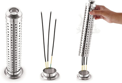 Velofeil Stainless Steel Agarbatti Incense Stick Stand Holder With Ash Catcher for Home, Office & Temple (1 Pc) Steel Incense Holder(Silver)
