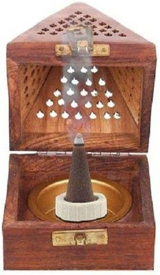 Furious3D Amazing Look Incense Wooden Square Shape Handmade Dhoop Batti Stand Wooden Incense Holder (Brown) Wooden Incense Holder(Brown)
