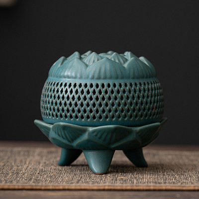 Ekhasa Ceramic Dhoop Dani Loban Burner Stand for Home | Dhup Kapoor Dani for Puja Ceramic Incense Holder(Green)