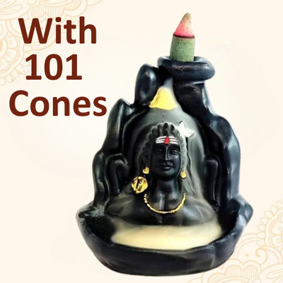 MurtiMall Handmade Polyresin Adiyogi Backflow Idol for Home Decor Polyresin Incense Holder(Multicolor)
