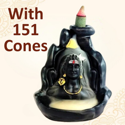 MurtiMall Handmade Polyresin Adiyogi Backflow Idol for Home Decor Polyresin Incense Holder(Red)