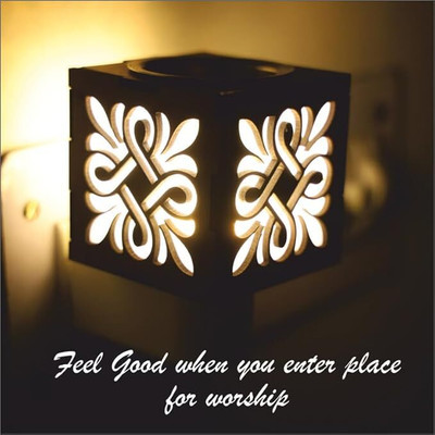 CRAFTVEDA Electrical Camphor Carved Wooden Kapoor Dani Incense Holder Wooden, Plastic Incense Holder(Brown, Pack of 1)