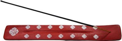 BHAVIKADECOR Handicraft Wooden Open Rectangular Incense Stick/Agarbatti Holder Stand Wooden Incense Holder(Red)