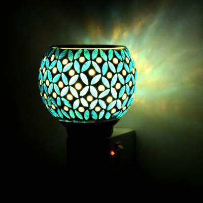 Naivedya LED Kapoordani/Aroma Oil Diffuser With On Off Switch To Toggle For Burner & Lamp Glass, Plastic, Steel Incense Holder(Multicolor)